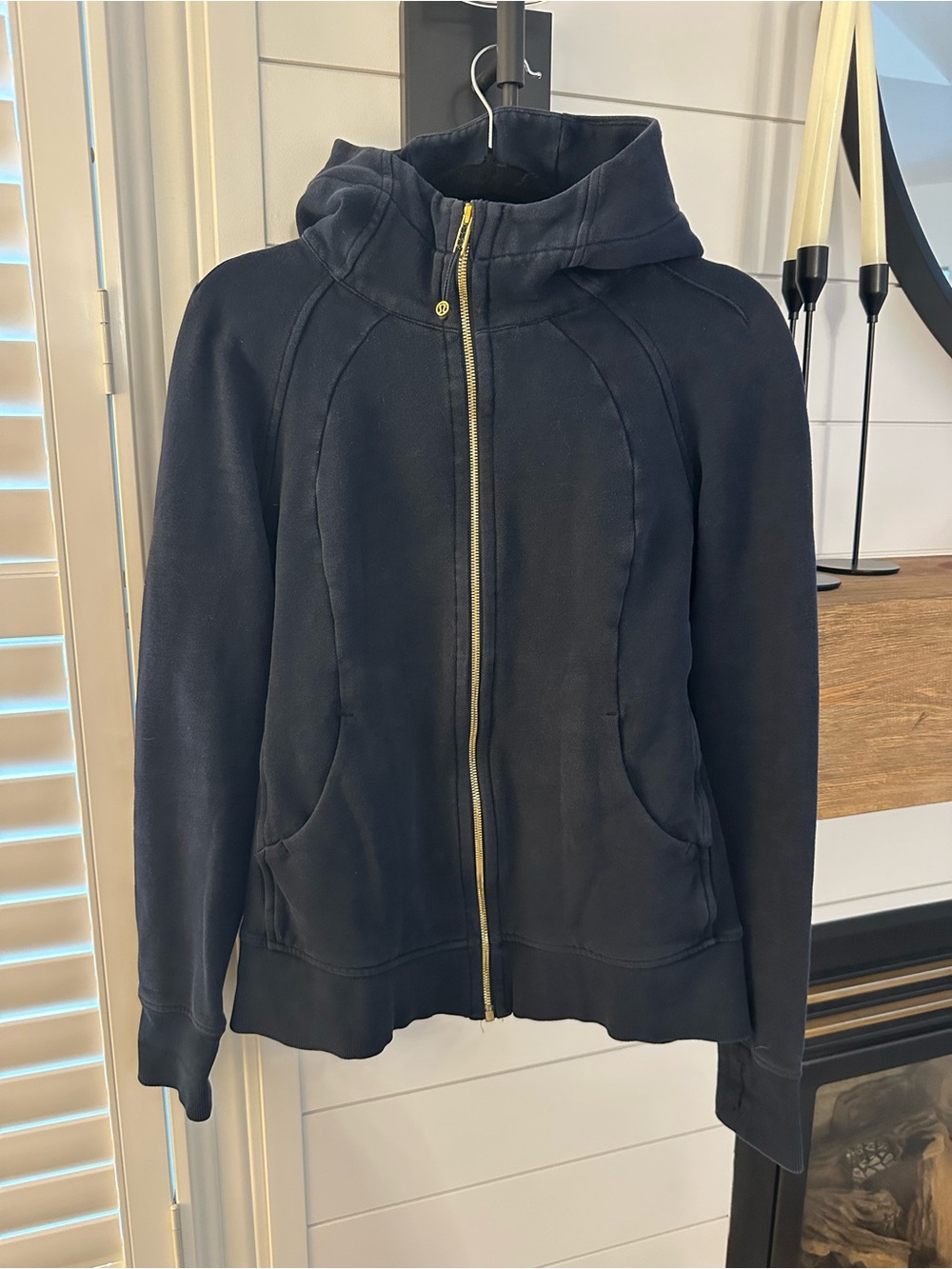 lululemon athletica Navy Scuba Full Zip-Up Hooded Sweatshirt with Gold Zipper